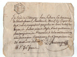 VP22.887 - A La Fromagère , Commune De DOMPIERRE ( Charente ) An 7 - Quittance - Manuscrits