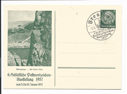 DR PP 127 C 24 - 6 Pf Hindenburg Med. Breslau 6. Schles. PW-Ausstellung 1937 M. Blanko SST - Interi Postali Privati