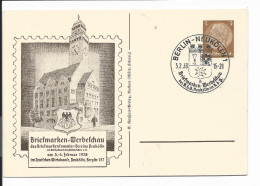 DR PP 122 C 79-01  - 3 Pf Hindenburg Med. Berlin-Neukölln, Briefmarken-Werbeschau 1938 M. Blanko SST - Privat-Ganzsachen