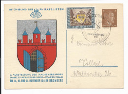 DR PP 152 C 2 -  3 Pf Hitler Bromberg Ausstellung Danzig - Warthegau M.  Bl. Sonderstempel 1941 - Interi Postali Privati