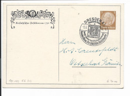 DR PP 122 E 6 - 03 -  3 Pf  Hindenburg Med. Kursächsischer Postillion,  1938 M. Blanko SST Dresden Adressiert - Interi Postali Privati