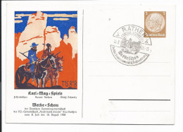 DR PP 122 C 54-02 -  3 Pf  Hindenburg Med.Karl-May-Festspiele Rathen 1938m. Blanko SST - Enteros Postales Privados