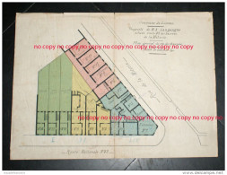 RARE Ancien Plan Général RdC De Géomètre 1914 LOMME Hameau De La Miterie Route 42 Propriété M Langangne éch 0.05 1/200 - Carte Topografiche