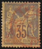 France  .  Y&T   .    93  (2 Scans)   .  Pli    .   O      .    Oblitéré - 1876-1898 Sage (Tipo II)