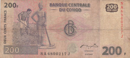 CONGO 200 FRANCS 2007 - VF (BA16 - Storia Postale
