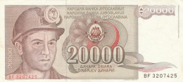 YUGOSLAVIA 20000 DINARA -AU (BA105 - Yougoslavie