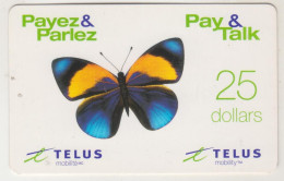 AUSTRALIA - Butterfly, Telus Mobile Refill Card 25$, Used - Australie