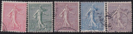 France  .  Y&T   .    129/133     .   O      .    Oblitéré - 1903-60 Säerin, Untergrund Schraffiert
