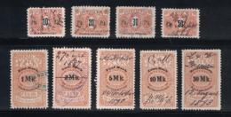 BREMEN BREME ALLEMAGNE FEUER-VERSICHERUNGEN (ASSURANCES CONTRE L'INCENDIE) LOT SÉRIE De 9 TIMBRES FISCAUX FISCAL - Bremen