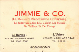 Hong-Kong, Carte De Visite, Blanchisserie Jimmie & Co. - Chine (Hong Kong)