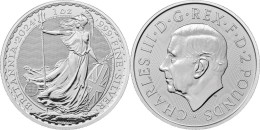 Großbritannien/England 2 Pfound 2024 Charles III. Seit 2024 / Britannia 1.OZ. 31,1g Silber/Silver UNC. - 2 Pond