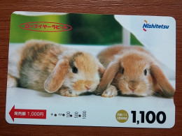 T-429 - JAPAN, Japon, Nipon, Carte Prepayee, Prepaid, Animal, Rabbit, Lapin - Conejos