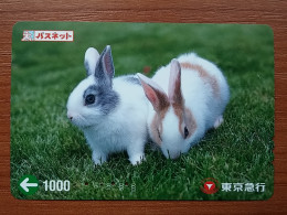 T-430 - JAPAN, Japon, Nipon, Carte Prepayee, Prepaid, Animal, Rabbit, Lapin - Lapins