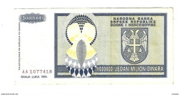 Bosnia- Herzegovina 1000000 Dinara 1993   142  Vf+ - Bosnia And Herzegovina