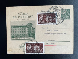 EAST GERMANY DDR 1957 POSTCARD OELSNITZ TO UTRECHT 28-05-1957 OOST DUITSLAND DEUTSCHLAND - Postcards - Used