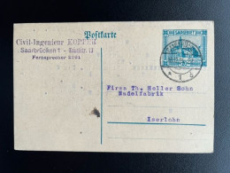 GERMANY SAAR SAARLAND SARRE 1925 POSTCARD SAARBRUCKEN TO ISERLOHN 18-12-1925 DUITSLAND DEUTSCHLAND - Postal Stationery