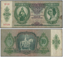 HUNGRIA 1936 MAGYAR 10 PENGO HUNGARY TIZ PENGO NEMZETI BANK - Hongrie