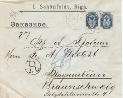 Russia 1897 Registered Cover Riga -> Braunschweig Germany 20 Kop (x68) - Cartas & Documentos