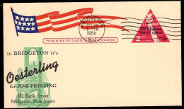 U.S.A.(1956) Printing Press. Two Cent Postal Card With Illustrated Ad For Oesterling Printing, Bridgeton, New Jersey. - 1941-60