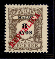 ! ! Macau - 1911 Postage Due 8 A - Af. P 17 - MH (ca 098) - Portomarken