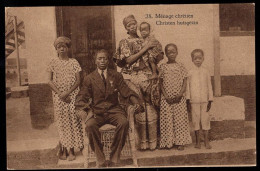 RUANDA URUNDI(1928) Christian Family. Illustrated Postal Card Of Belgian Congo Overprinted For Use In Ruanda-Urundi. Sep - Postwaardestukken