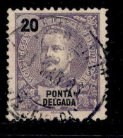 ! ! Ponta Delgada - 1897 D. Carlos 20 R - Af. 17 - Used (ca 120) - Ponta Delgada