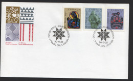 1990 Christmas Issue Native Nativity Paintings Sc 1294-6 On Single FDC - 1981-1990