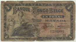 Belgium Congo - 1 Franc - 15.01.1920 - Pick: 3B - Banque Du Congo Belge - Bank Belg. Kongo