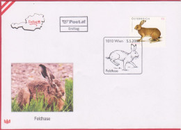 FDC 2008 - Mi 2730 (3) , Tierschutz - Feldhase , SST 1010 Wien - Storia Postale