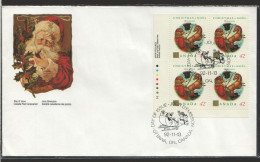 1992  Christmas Issue Jouluvana Sc 1452 Plate Block Of 4 - 1991-2000