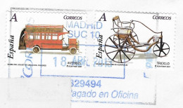 LETTRE MADRID GRIFFE D OBLITERATION BLEUE 2015 POUR LA FRANCE, JOUETS UN AUTOBUS, UN TRICYCLE, VOIR LE SCANNER - Storia Postale