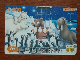 T-442 - JAPAN, Japon, Nipon, Carte Prepayee, Prepaid Card, Animal, Penguin, Bear, Ours - Sonstige & Ohne Zuordnung