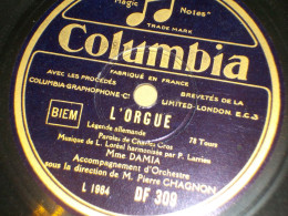 DISQUE 78 TOURS VALSE ET LEGENDE ALLEMANDE DE DAMIA 1929 - 78 Rpm - Gramophone Records