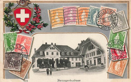 Herzogenbuchsee J. Bühler Eisenwaarenhandlung Quincaillerie Hotel Du Soleil Gaufrée Timbres Suisses Schweizer Briefmarke - Herzogenbuchsee