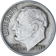 États-Unis, Dime, Roosevelt Dime, 1958, U.S. Mint, Argent, TTB, KM:195 - 1916-1945: Mercury