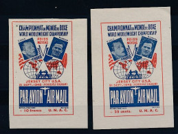 France-Etats Unis - 4 Vignettes Par Avion Championnat Du Monde Boxe 1948 - Airmail Label World Championship Jersey City - Erinofilia