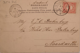 Klein Rond Stempel Noordwelle (aankomst) Op Ansicht Panorama Zierikzee Gelopen 1903 - Postal History