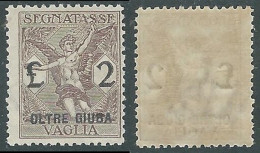 1925 OLTRE GIUBA SEGNATASSE PER VAGLIA 2 LIRE MH * - I55-2 - Oltre Giuba