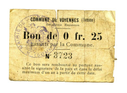 25 Centimes Commune De Voyennes (Somme) - Bons & Nécessité