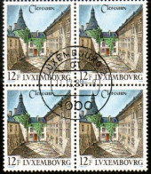 Luxembourg, Luxemburg,  1989, MI 1230, YT  1180, VIERERBLOCK, SEHENSWÜRDIGKEITEN CLERVAUX,  GESTEMPELT,OBLITERE - Gebraucht