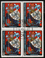 Luxembourg, Luxemburg,  1989, MI 1227, YT 1177, VIERERBLOCK, GLASFENSTER, VITRAUX,  GESTEMPELT,OBLITERE - Usati