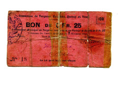 25 Centimes Commune Tergnier - Buoni & Necessità