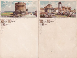 2 Pioneer Litho Cards Eden Hotel Roma Colored Lit L. Salomone - Bars, Hotels & Restaurants