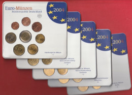 5 COFFRETS EUROS ALLEMAGNE A D F G J 2004 NEUF FDC - 40 MONNAIES - Allemagne