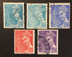 1942 France - Mercury - 5 Stamps Used - 1938-42 Mercurius