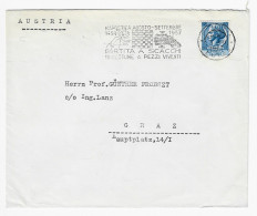 CHESS Italy 1957, Marostica-Venezia - Roller Chess Cancel On Envelope - Ajedrez