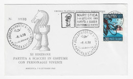 CHESS Italy 1968, Marostica - Round And Roller Chess Cancel On Commemorative Envelope - Schach