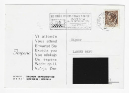 CHESS Italy 1970, Imperia - SENT TO LARSEN Meter Chess Cancel On Commemorative Postcard - Schach