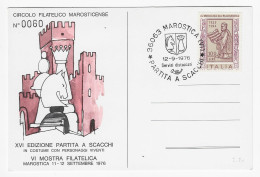 CHESS Italy 1976, Marostica - Chess Cancel On Commemorative Postcard - Ajedrez