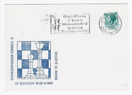 CHESS Italy 1980, Bagni Di Lucca - Meter Chess Cancel On Commemorative Card - Ajedrez